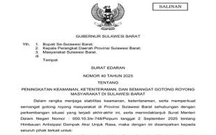 Gubernur Sulbar Teken Surat Edaran; Hidupkan Siskamling dan Gotong Royong untuk Jaga Keamanan